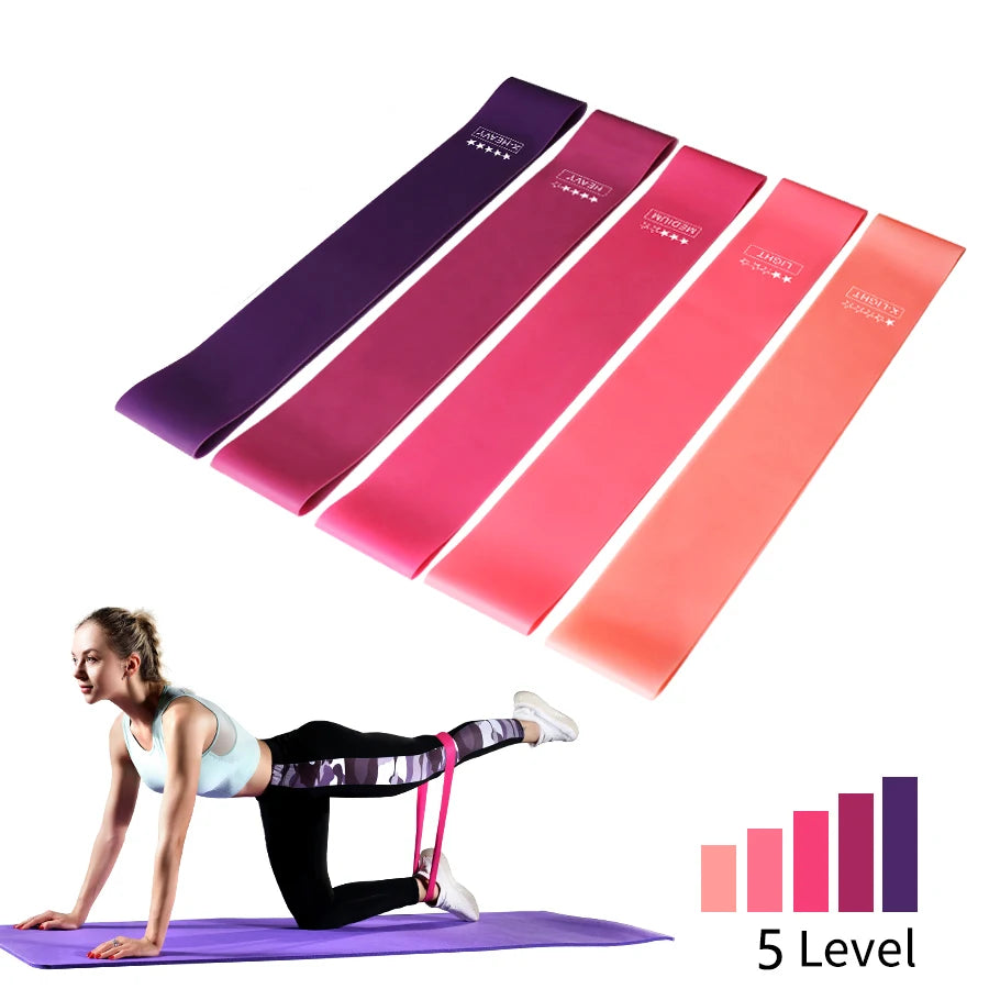 5-stufige Widerstandsbänder – Elastische Fitnessbänder für Yoga, Sport, Pilates & Gym-Training